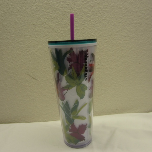 Starbucks 2022 Spring Flower Floral 24 OZ Venti Tumbler Multicolor w/straw - Picture 2 of 11
